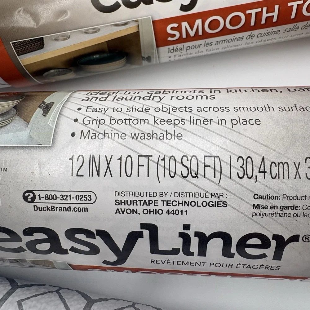 Duck Brand EasyLiner Smooth Top Shelf Liner Gray Geometric 6 Roll Lot